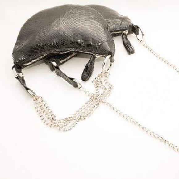 GIORGIA R Royal Blue Genuine Python Snakeskin Crossbody Handbag Purse - Picture 5 of 6